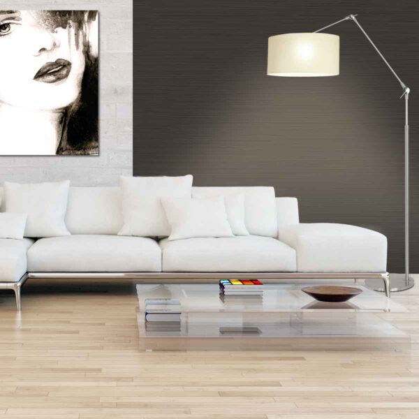 Steinhauer Prestige Chic vloerlamp - knikarm - met lampenkap - Ø40 cm - staal met wit chintz - Image 15