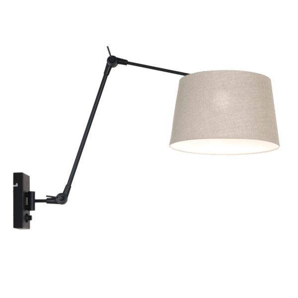 Steinhauer Prestige chic wandlamp – E27 (grote fitting) – Zwart