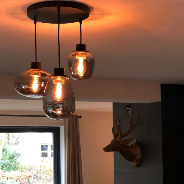 Steinhauer Reflexion hanglamp - vide lamp - drielichts - rookglas - verstelbaar in hoogte - zwart - Image 21
