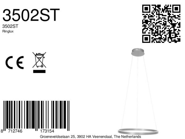 Steinhauer Ringlux hanglamp – ø 60 cm – Ingebouwd (LED) – Staal - Image 3