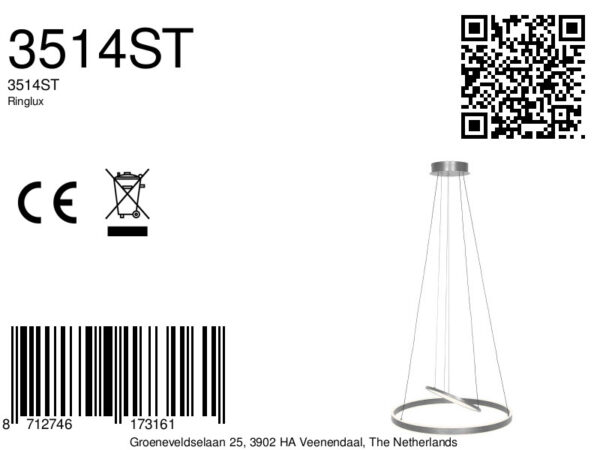 Steinhauer Ringlux hanglamp – ø 60 cm – Ingebouwd (LED) – Staal - Image 4