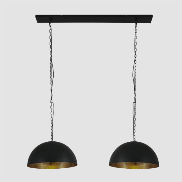 Steinhauer Semicirkel hanglamp - tweelichts - E27 - Ø35 cm - 115 cm breed - zwart met goud - Image 16