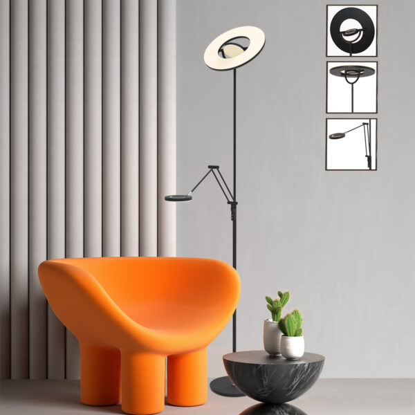 Zwarte vloerlamp met verstelbare leeslamp Steinhauer Soleil - Image 25