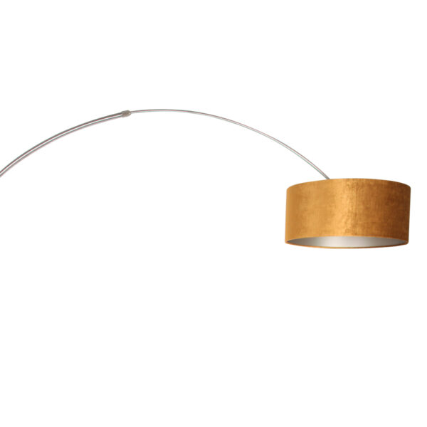 Steinhauer Sparkled vloerlamp - booglamp - 230 cm hoog - verstelbaar - staal met okergele lampenkap - Image 15
