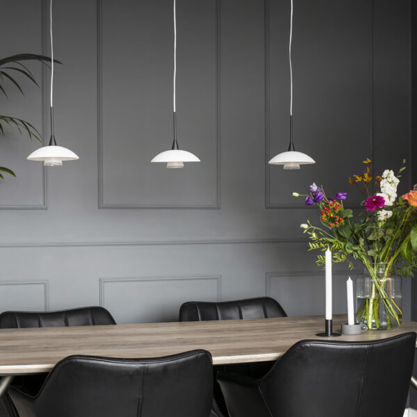 Steinhauer Tallerken hanglamp - incl. lichtbron - drielichts - zwart met wit glas - Image 17