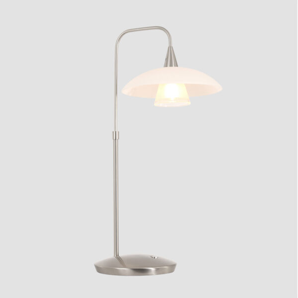 Steinhauer Tallerken tafellamp - 45cm hoog - incl. LED - dimbaar - staal met melkglas - Image 17