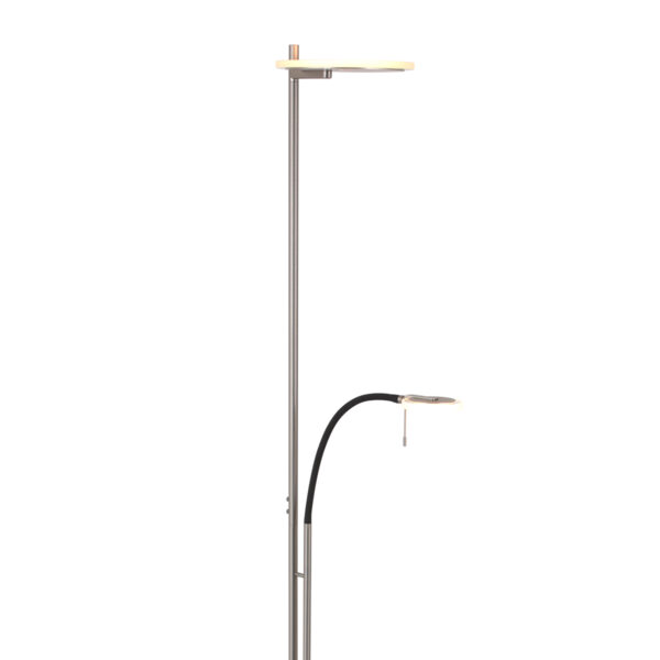 Steinhauer Turound staande lamp - uplight - leesarm - 200 cm hoog - incl. LED - dimmer - staal met transparant glas - Image 22