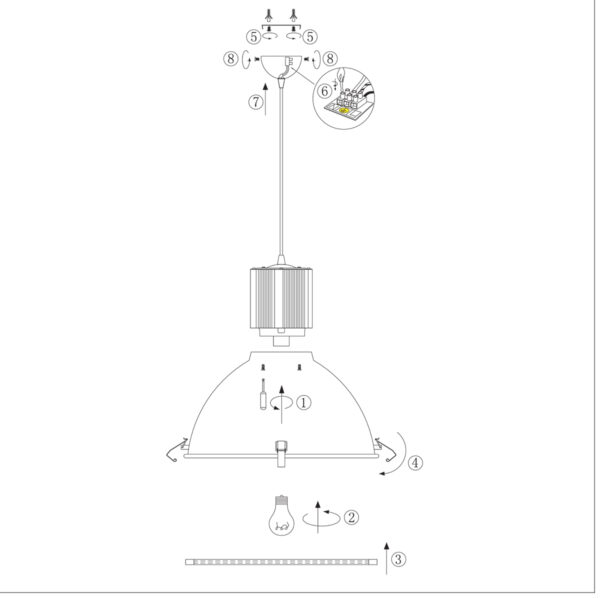 Steinhauer Warbier hanglamp - fabriekslamp - Ø47 cm - E27 - in hoogte verstelbaar - zwart - Image 10