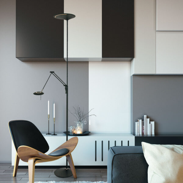 Steinhauer Zodiac vloerlamp - uplight + leesarm - LED - dimbaar - 185 cm hoog - zwart - Image 23