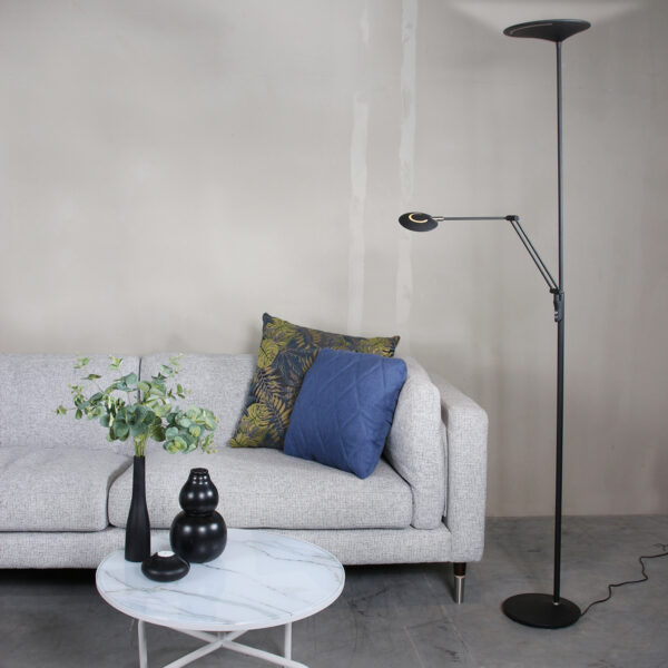Steinhauer Zodiac vloerlamp - uplight + leesarm - LED - dimbaar - 185 cm hoog - zwart - Image 24