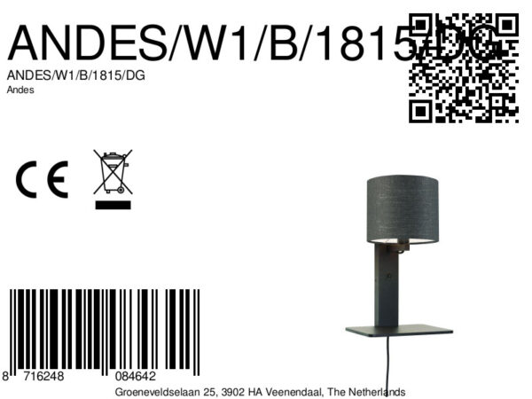 Donkergrijze plateau wandlamp GOOD&MOJO Andes - Image 8