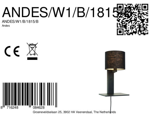 Zwarte plateau wandlamp GOOD&MOJO Andes - Image 8