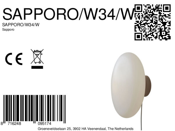 Wit glas metalen wandlamp Scandinavisch It's About RoMi Sapporo - Image 8