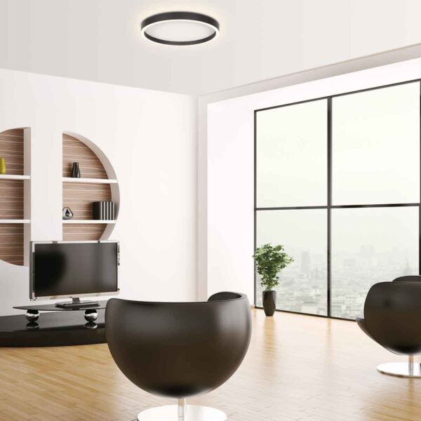 Metalen plafonnière zwart modern Steinhauer Ringlux - Image 3