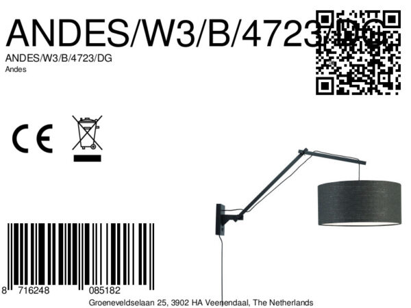 Donkergrijze wandlamp dubbelgewricht breed GOOD&MOJO Andes - Image 7