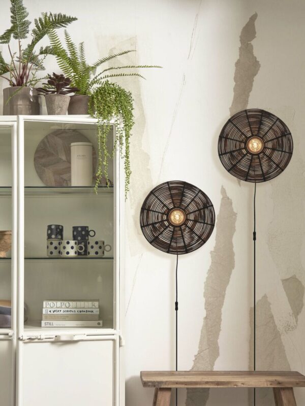 Rotan zwart boheemse wandlamp rond GOOD&MOJO Tanami - Image 8