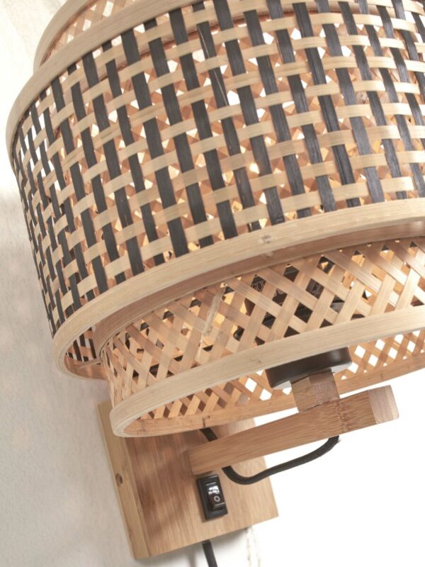 Bamboe bohemian wandlamp zwart naturel GOOD&MOJO Bhutan - Image 4