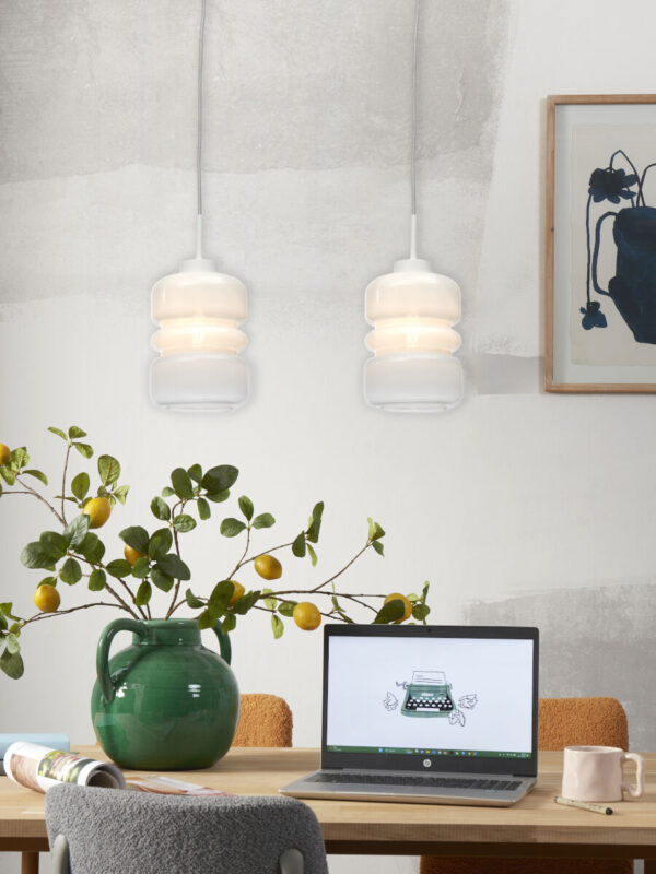 Witte klassieke glazen metalen hanglamp It's About RoMi Verona - Image 5