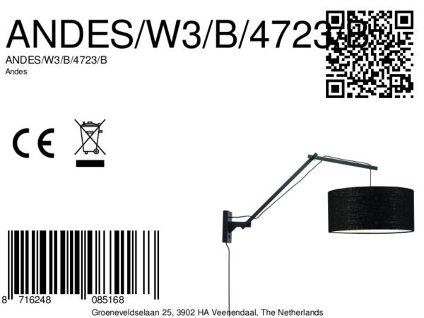 Zwarte wandlamp dubbelgewricht breed GOOD&MOJO Andes - Image 7