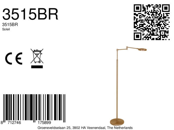 Oplaadbare bronskleurige vloerlamp met leesarm ingebouwde dimfunctie Steinhauer Soleil - Image 15
