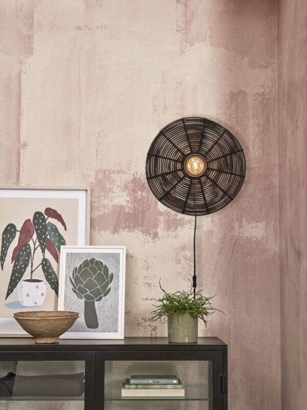 Rotan zwart boheemse wandlamp rond GOOD&MOJO Tanami - Image 2