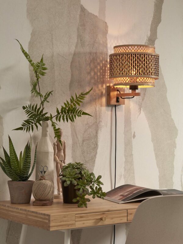 Bamboe bohemian wandlamp zwart naturel GOOD&MOJO Bhutan - Image 2