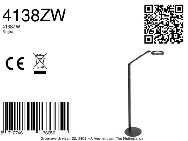 Metalen vloerlamp modern zwart Steinhauer Ringlux - Image 12