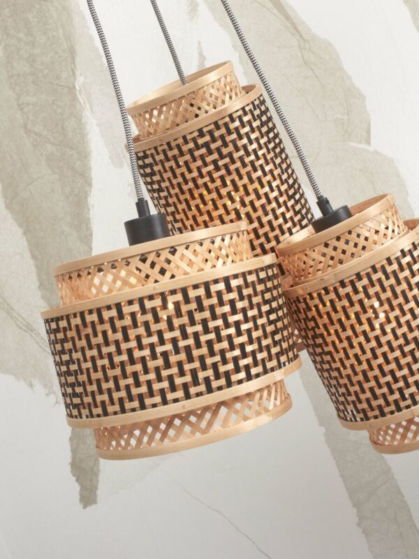 Hanglamp naturel zwart metaal bamboe boheems GOOD&MOJO Bhutan - Image 6