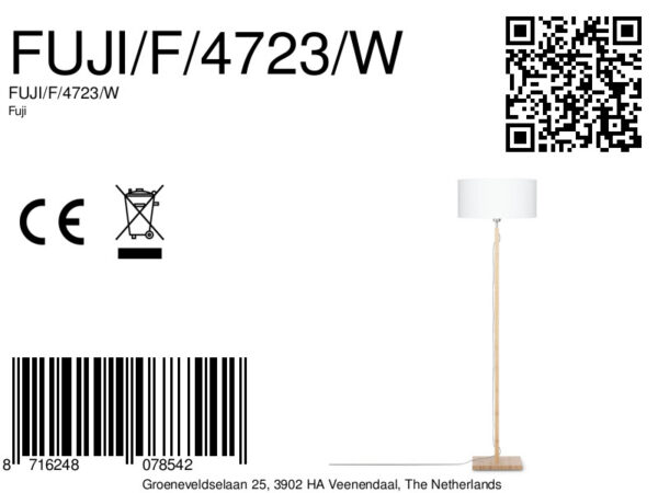 Witte Scandinavische vloerlamp bamboe wit linnen GOOD&MOJO Fuji - Image 6