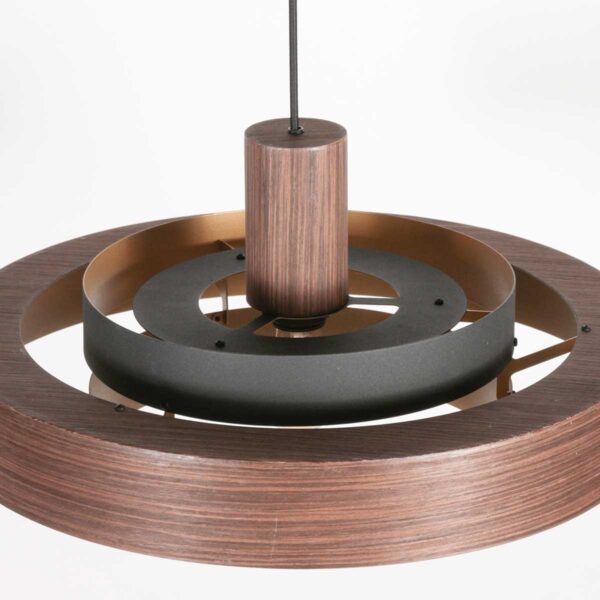 Ronde houtkleurige retro hanglamp Anne Lighting Flinter - Ø50 cm - Image 5
