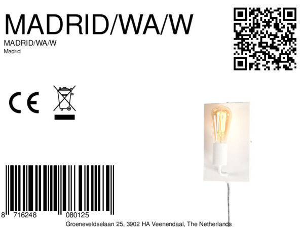 Witte minimalistische wandlamp rechthoekig It's About RoMi Madrid - Image 11