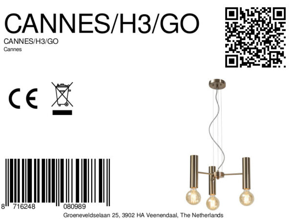 Goudkleurige open hanglamp 3-lamps It's About RoMi Cannes - Image 11
