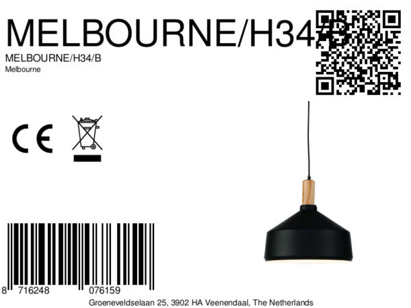 Naturel/zwarte hanglamp hout/metaal M It's About RoMi Melbourne - Image 6