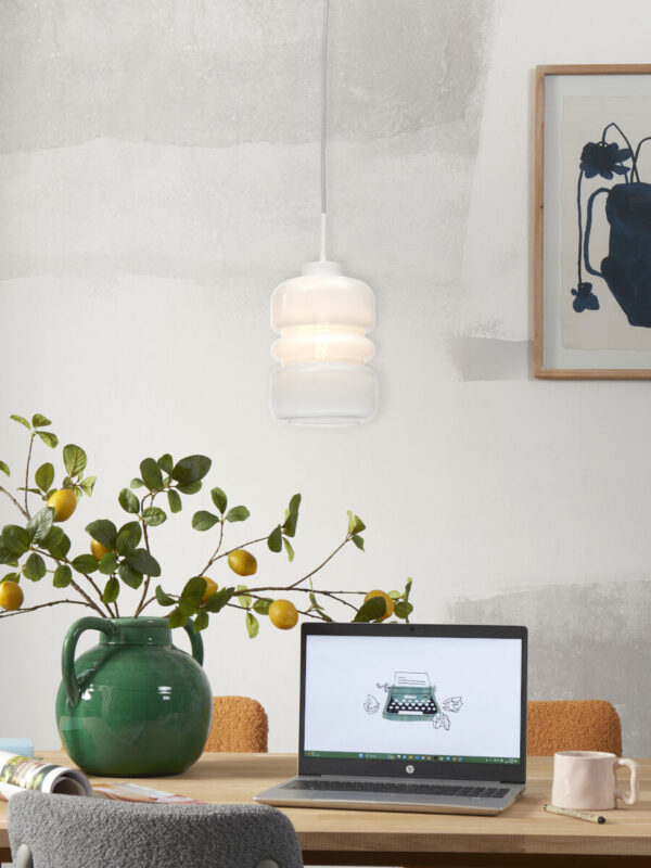 Witte klassieke glazen metalen hanglamp It's About RoMi Verona - Image 2