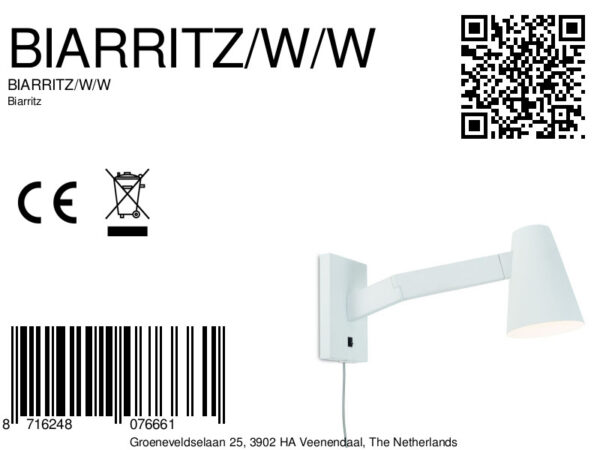 Witte conische wandlamp draaibaar It's About RoMi Biarritz - Image 7