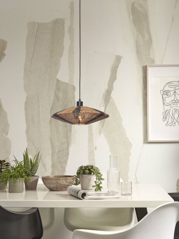 Zwarte rieten naturel zwart hanglamp GOOD&MOJO Iguazu - Image 2