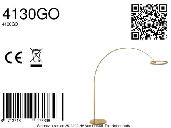Gouden moderne metalen vloerlamp Steinhauer Ringlux - Image 18