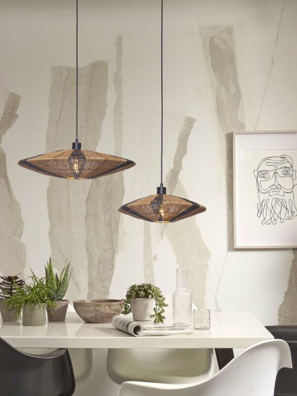 Zwart naturel rieten metalen boheemse hanglamp GOOD&MOJO Iguazu - Image 9