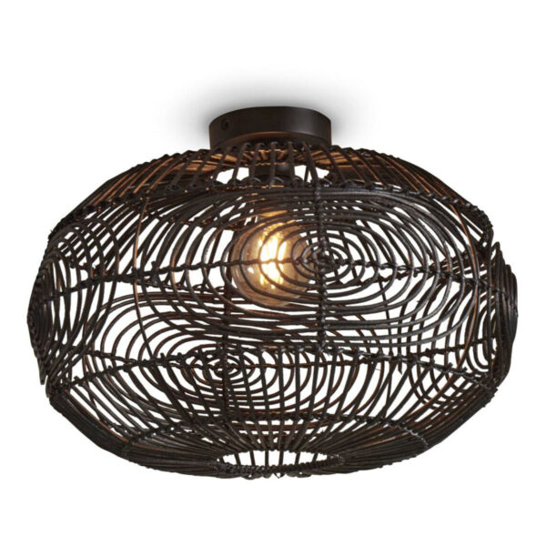 Zwarte bolvormige rotan plafondlamp GOOD&MOJO Madeira