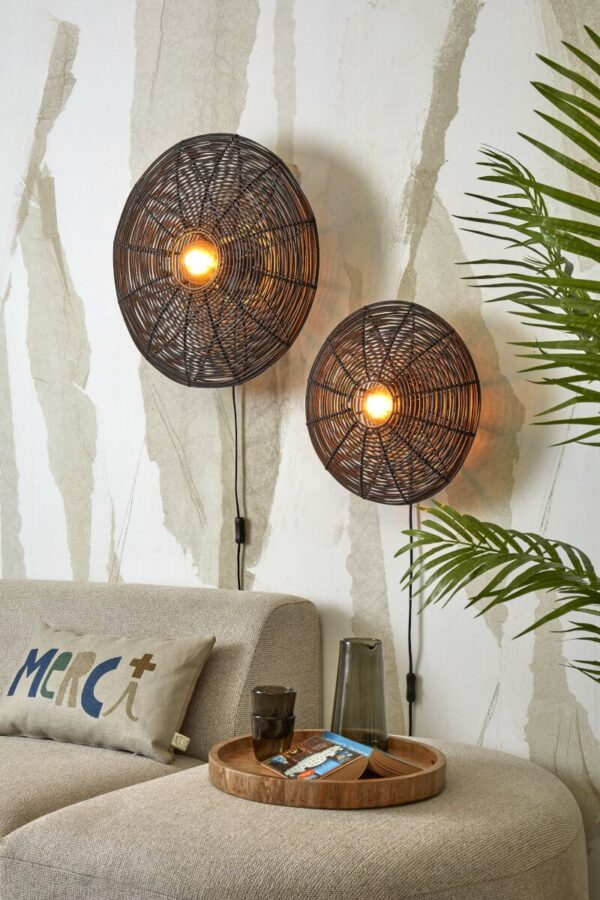 Bohemian zwart metalen-rotan wandlamp GOOD&MOJO Tanami - Image 9