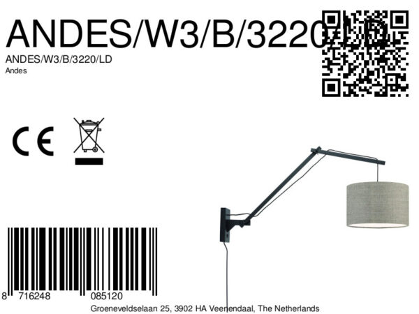 Loodgrijze wandlamp dubbelgewricht GOOD&MOJO Andes - Image 7