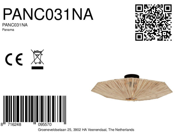 Naturel raffia plafondlamp achthoek L GOOD&MOJO Panama - Image 9