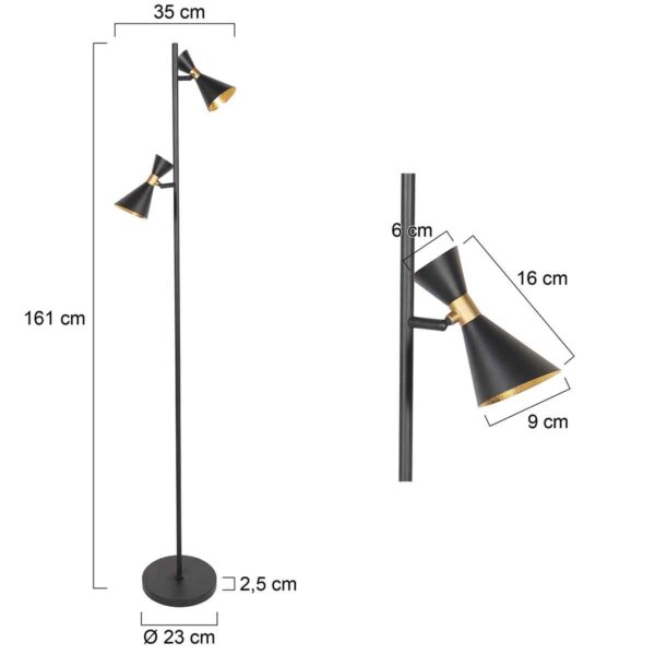 Metalen trendy vloerlamp zwart Anne Lighting Preto - Image 7