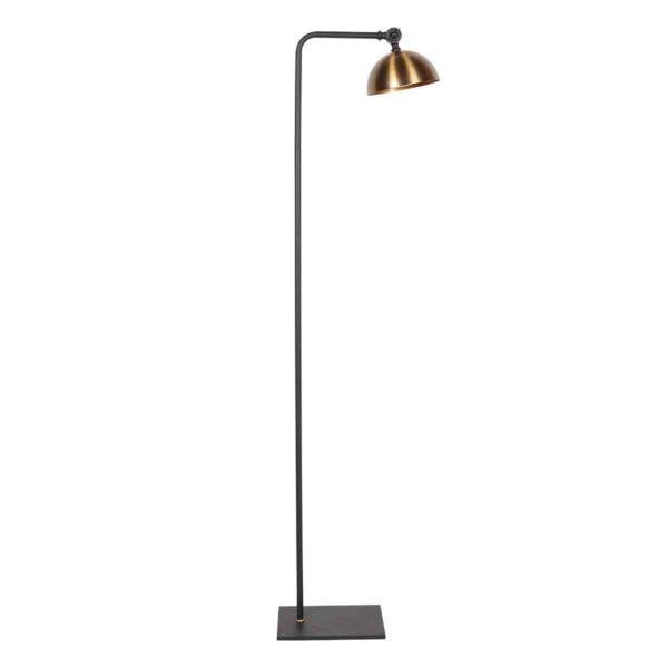 Retro zwarte vloerlamp bronze kap Steinhauer Pintino
