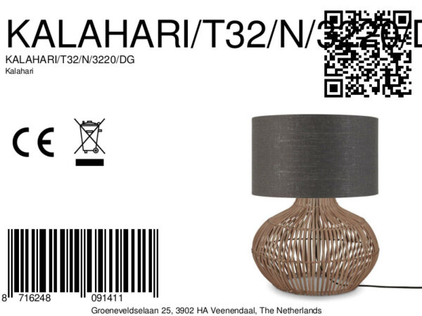 Rotan grijze linnen boheemse tafellamp GOOD&MOJO Kalahari - Image 9