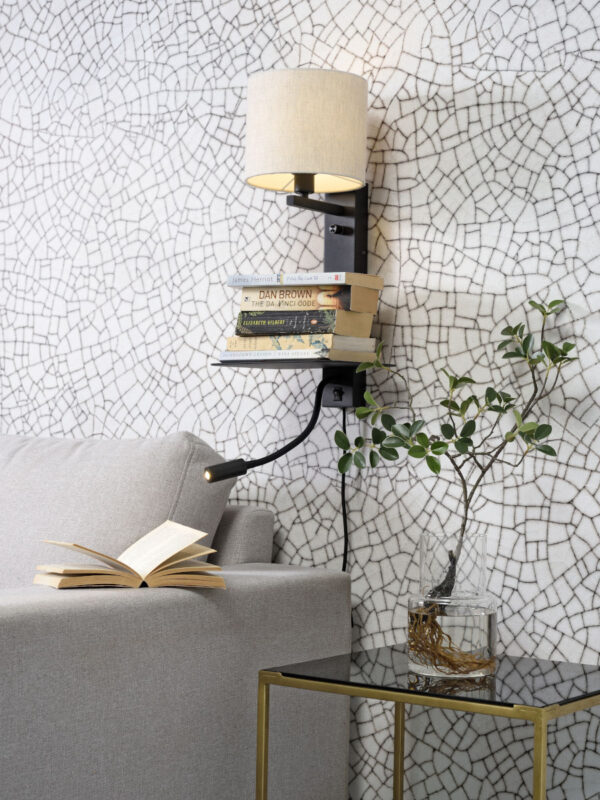 Moderne grijze metalen linnen wandlamp It's About RoMi Florence - Image 5