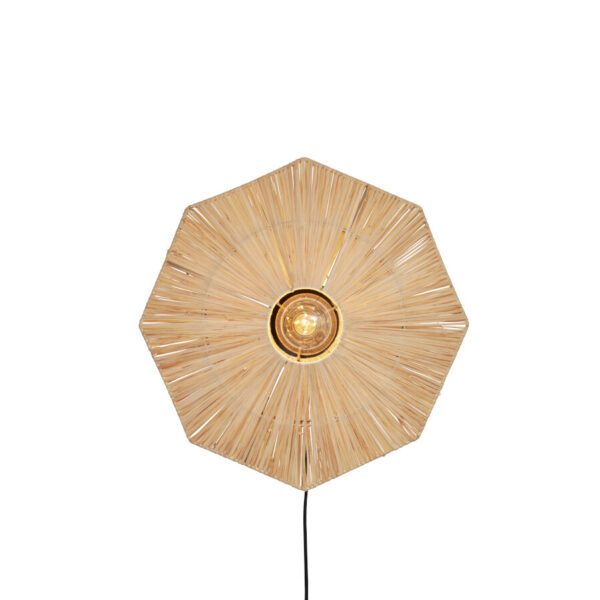 Naturel raffia wandlamp achthoek L GOOD&MOJO Panama