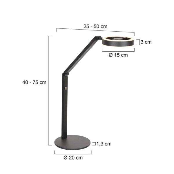 Metalen zwarte tafellamp modern Steinhauer Ringlux - Image 7