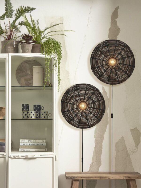 Bohemian zwart metalen-rotan wandlamp GOOD&MOJO Tanami - Image 8