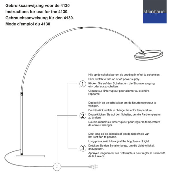 Gouden moderne metalen vloerlamp Steinhauer Ringlux - Image 17